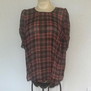 Torrid Sheer Plaid Blouse Size 1